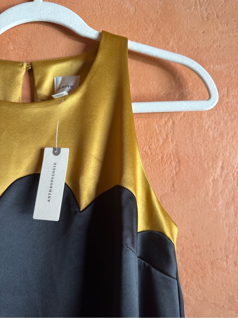 Maeve Scalloped Flare Mini Dress Black Gold Ivory Size S NWT - Picture 7 of 12